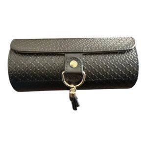 Vlando Travel Jewelry Roll Organizer Black Embossed Leather NWOT